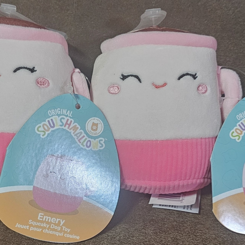 Squishmallows Pink and White Emery Dog Toy
